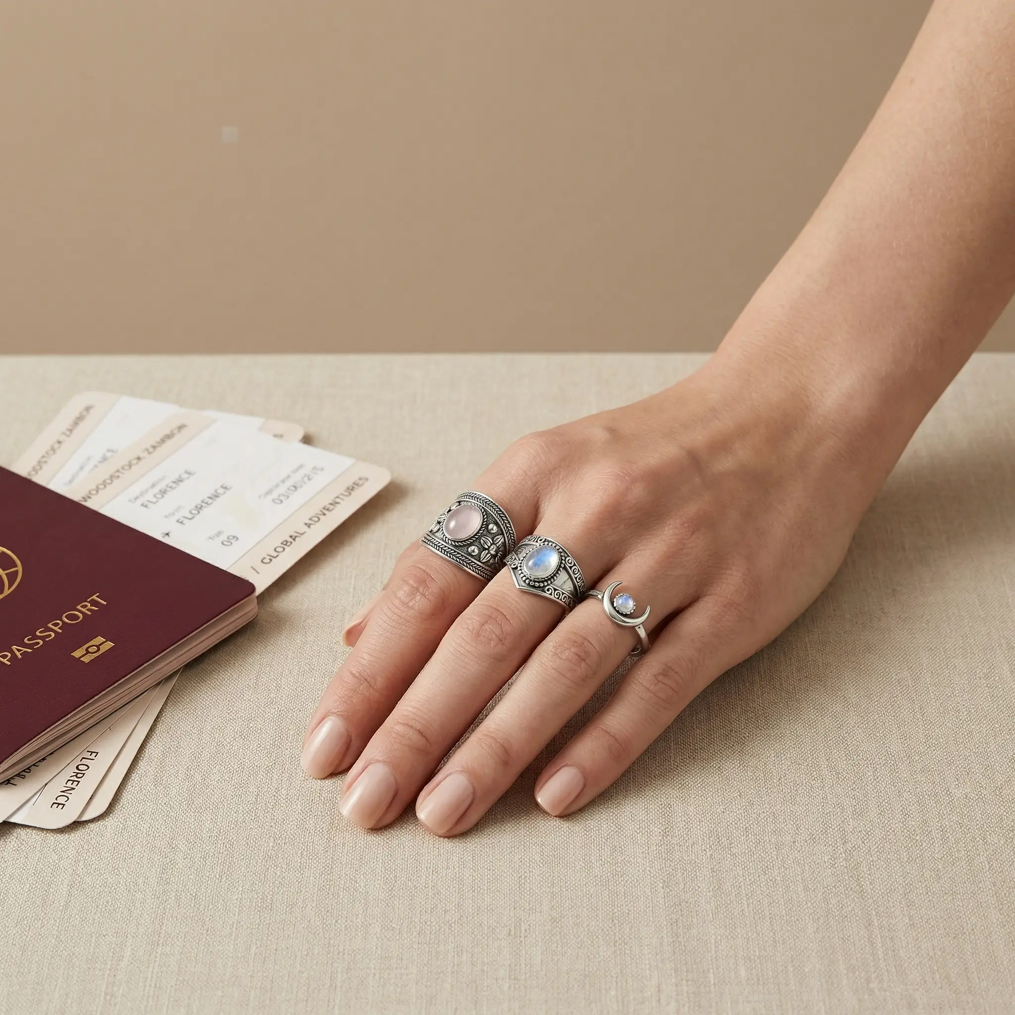 Rose Quartz Waterproof Ring - Image 2