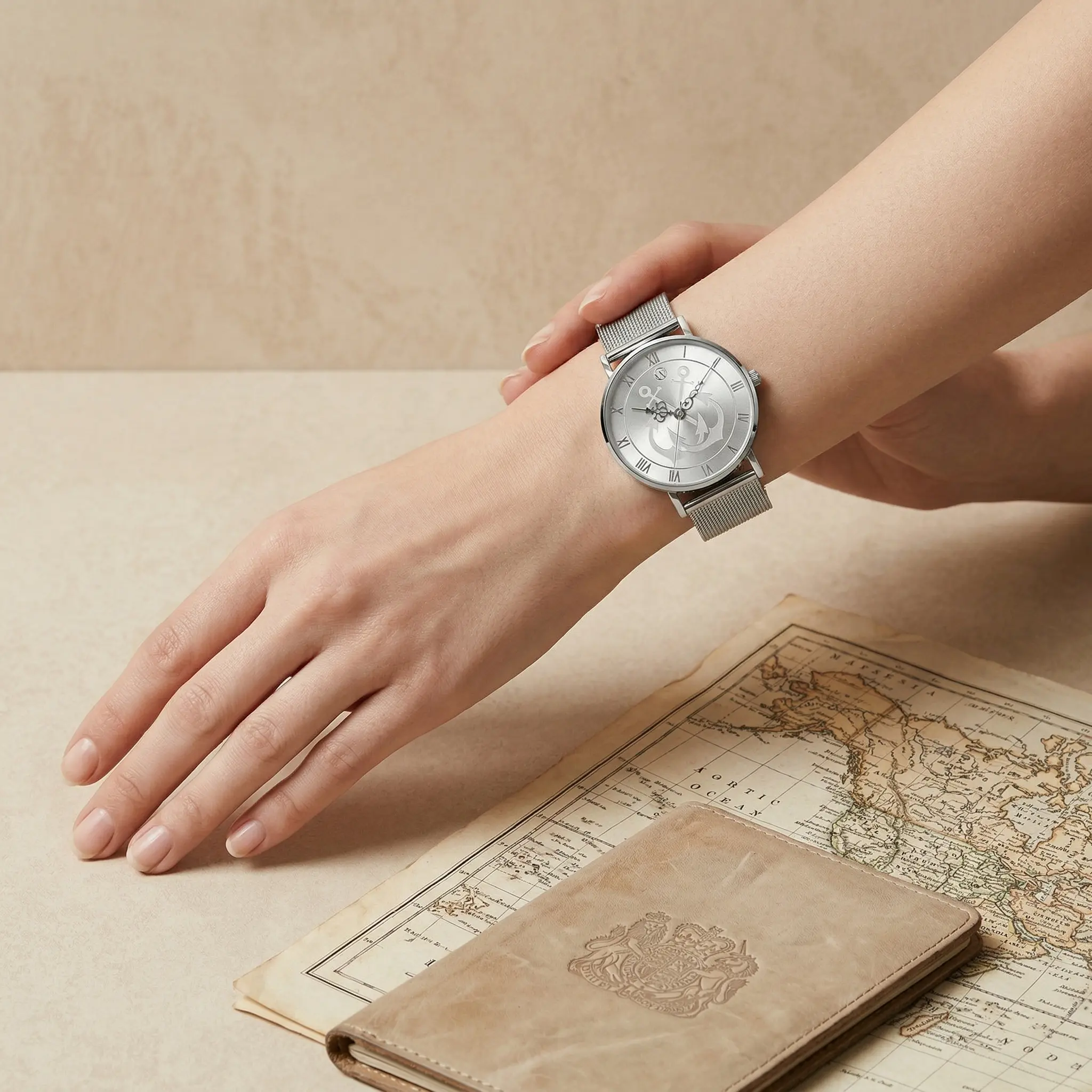 Silver Anchor Waterproof Watch - Image 2