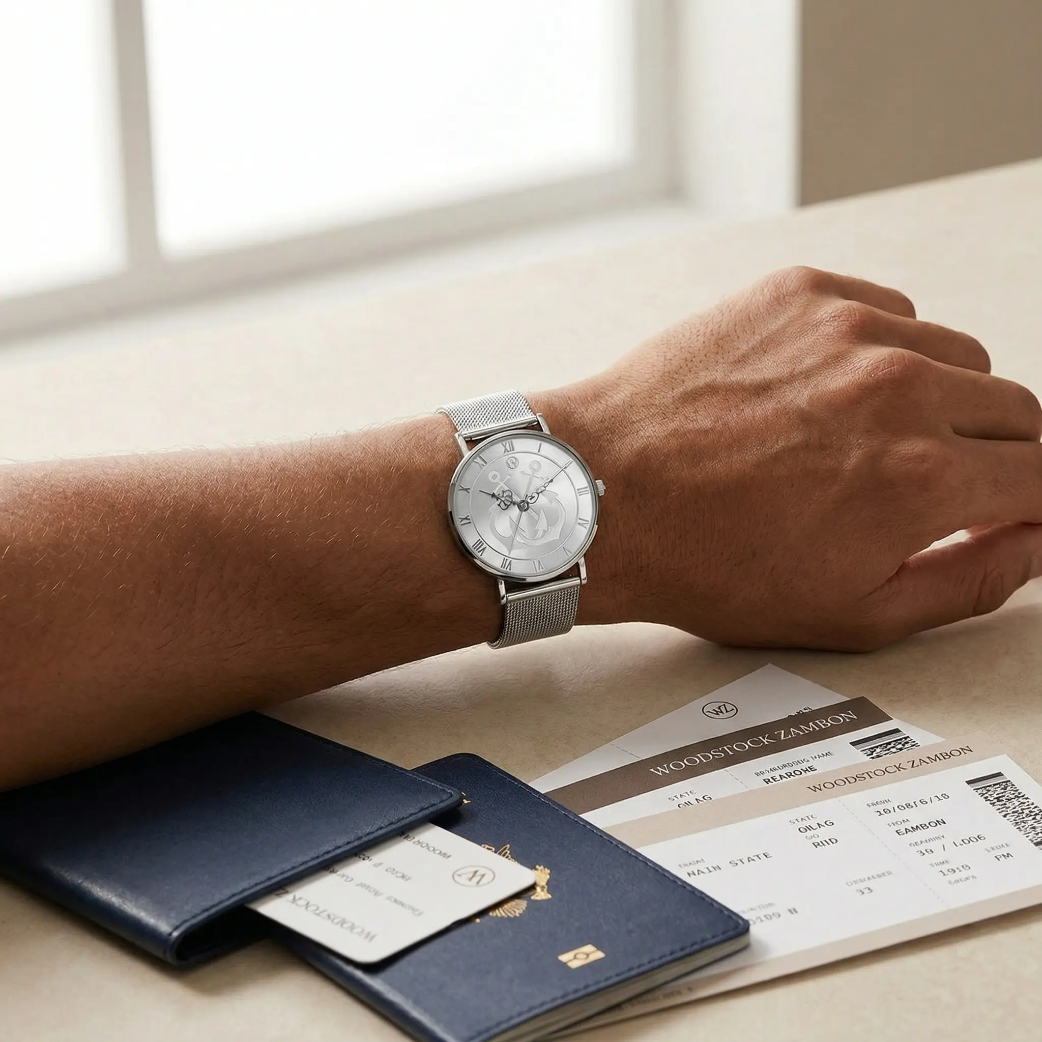 Silver Anchor Waterproof Watch - Image 3